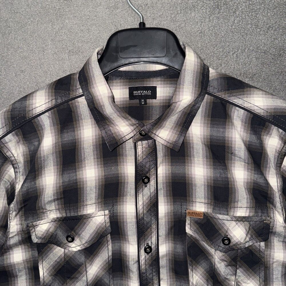Buffalo David Bitton Shirt Medium Plaid Long Sleeve Back Graphic Button Up NWT - Picture 2 of 16